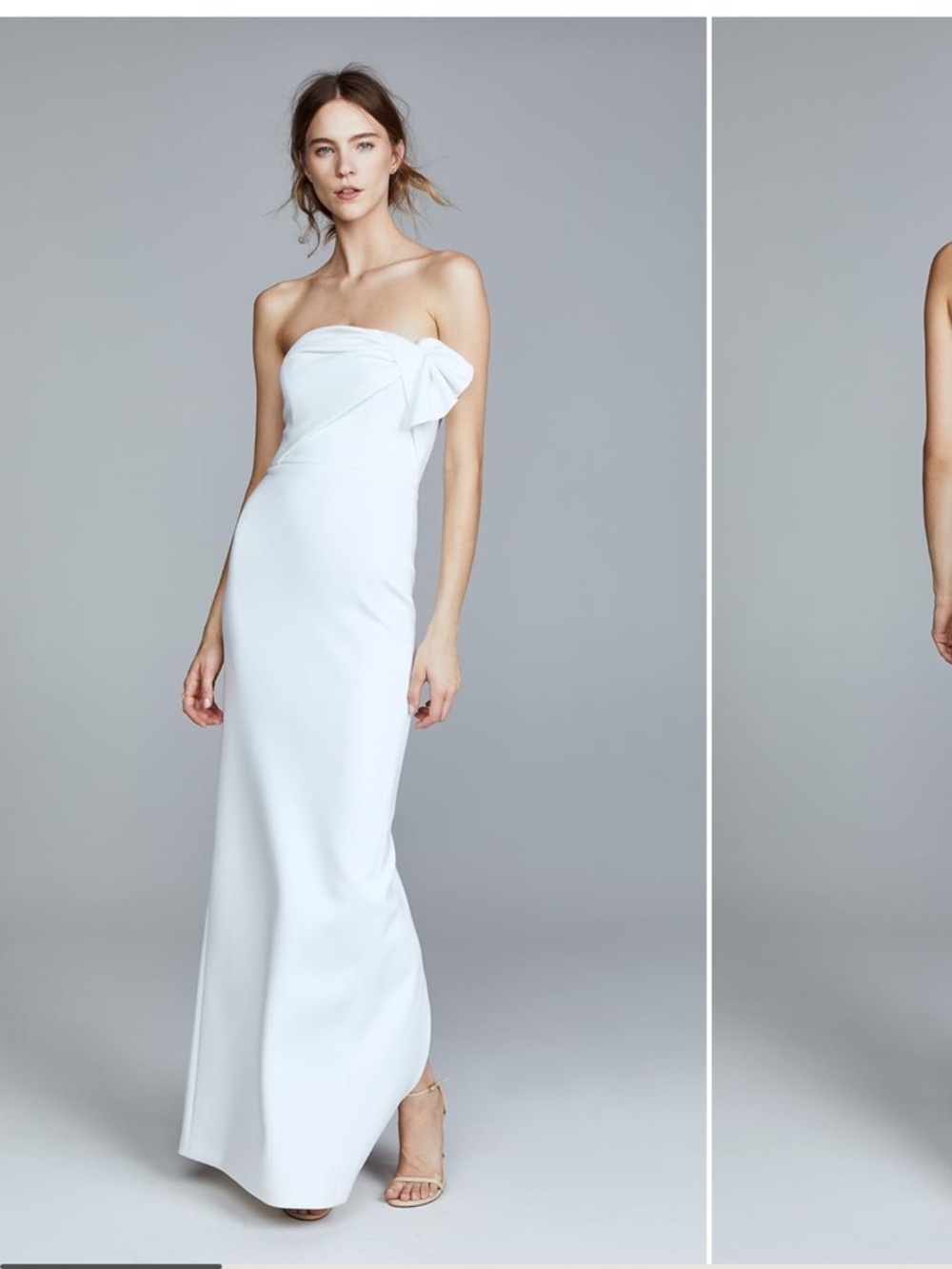Black Halo Davina Gown White/ Whip Cream Size 8 Strapless White Bow-Accent Gown